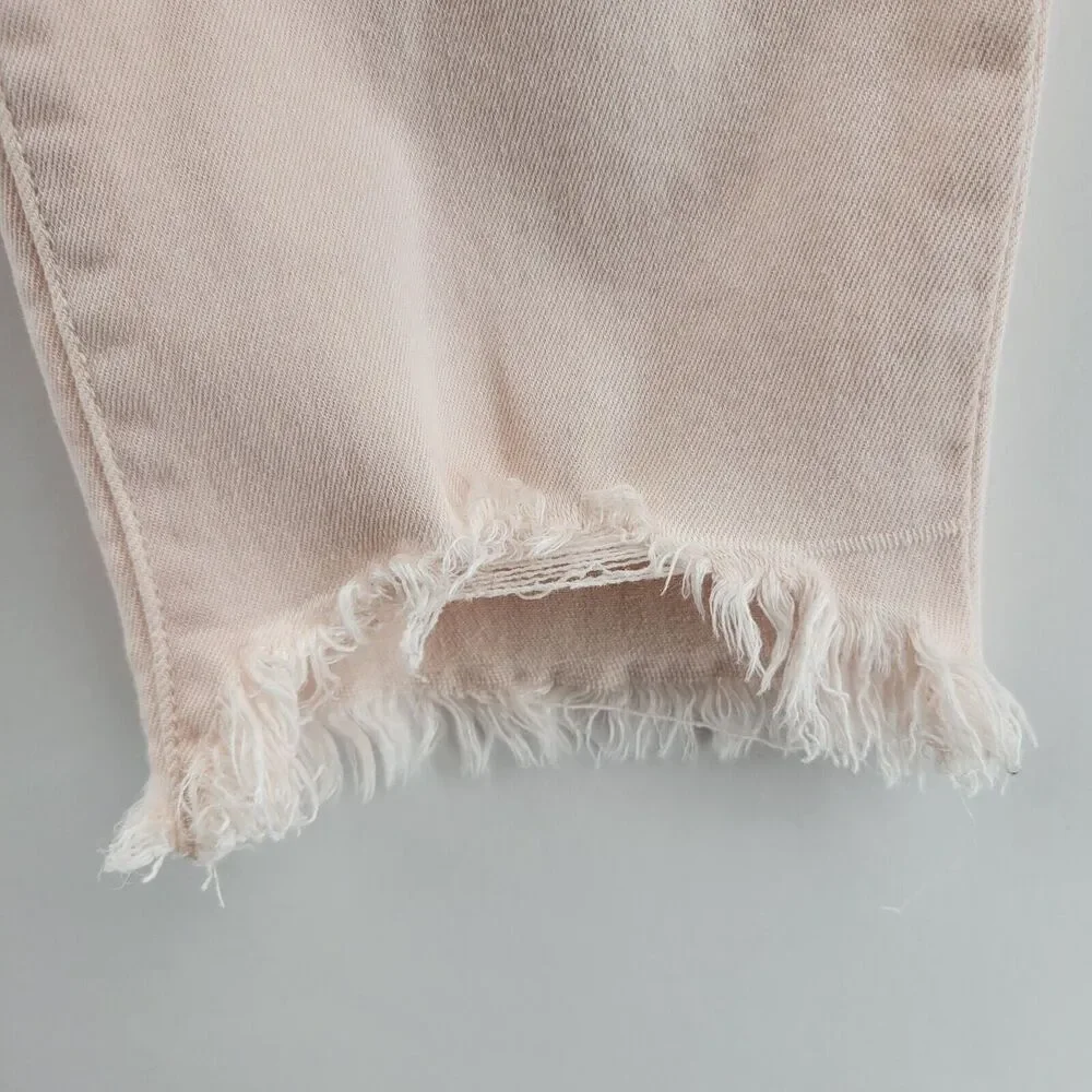 DL1961 Womens Jeans Florence Instasculpt Crop Size 33 Blush Pink Cropped Raw Hem